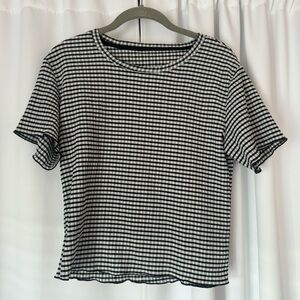 SHEIN Black & White Checkered Short Sleeve T-Shirt Size Large